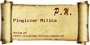 Pingiczer Milica névjegykártya